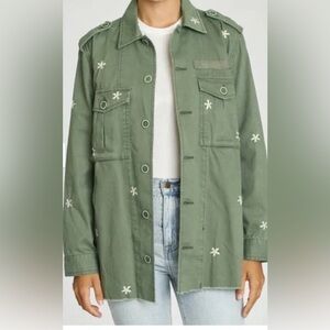 Pistola Olive Utility Jacket with White Embroidery NWOT